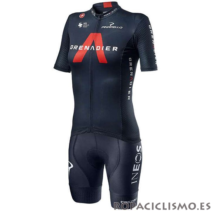 2020 Maillot Mujer Ineos Grenadiers Tirantes Mangas Cortas Rojo Profundo Azul